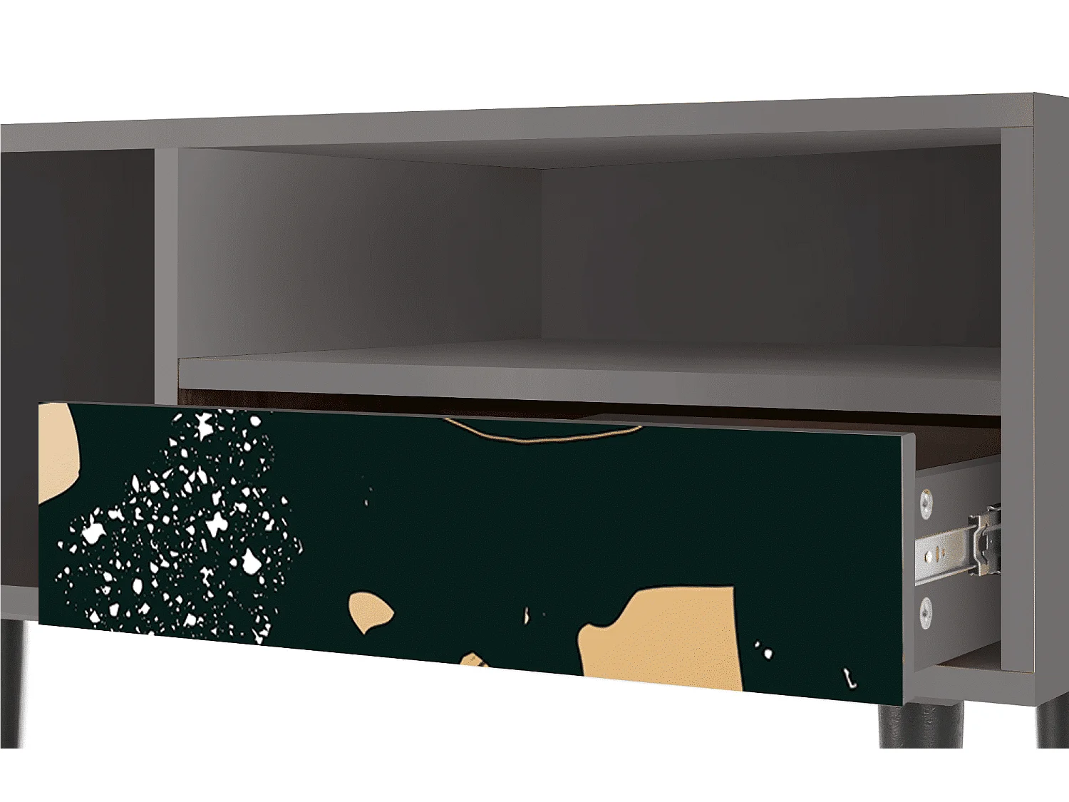 Meuble TV - 115х59х48 cm - T3 - Space Rocks, Gris