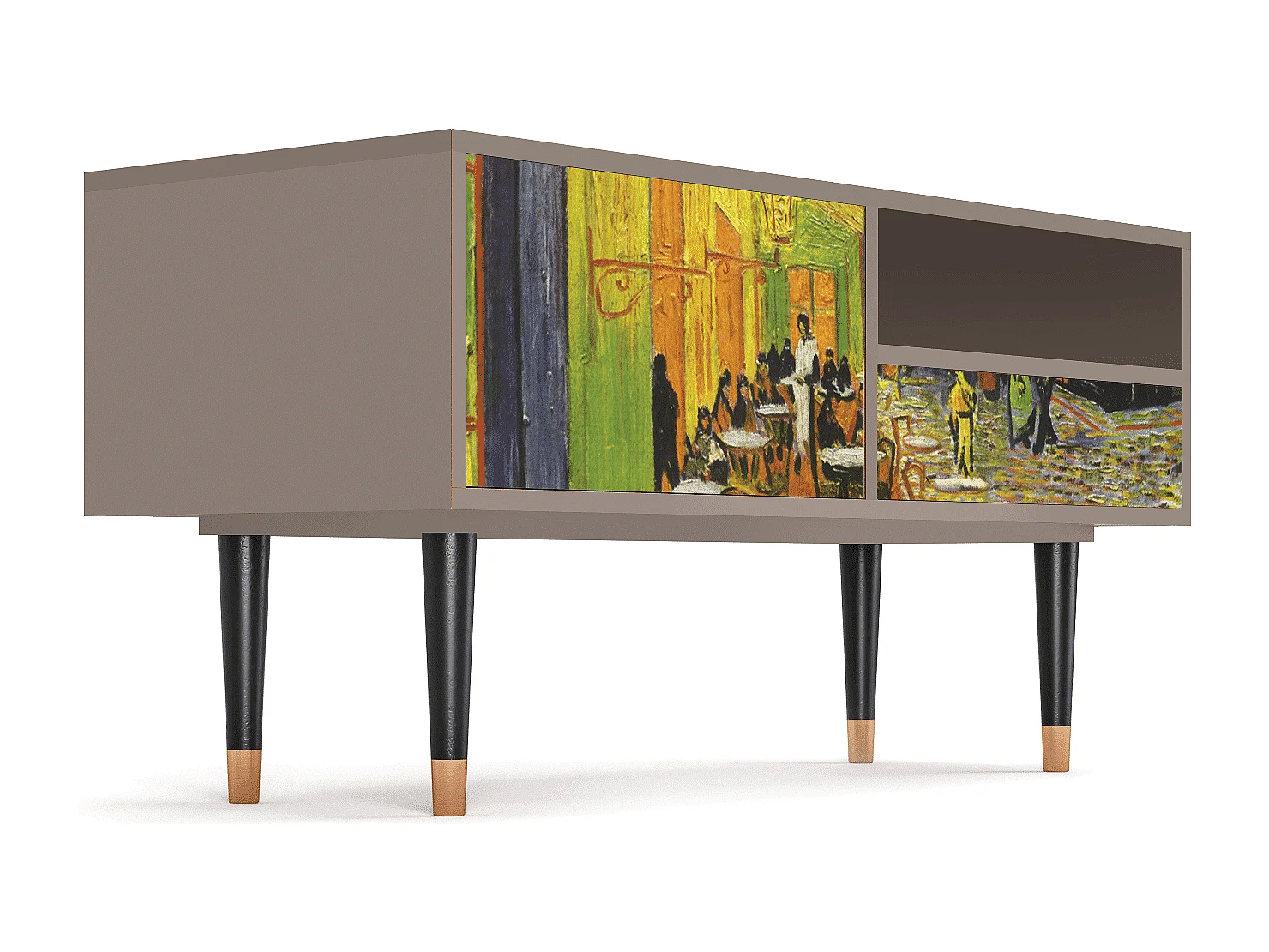 Meuble TV - 115х59х48 cm - T3 - Café Terrace at Night, Latte