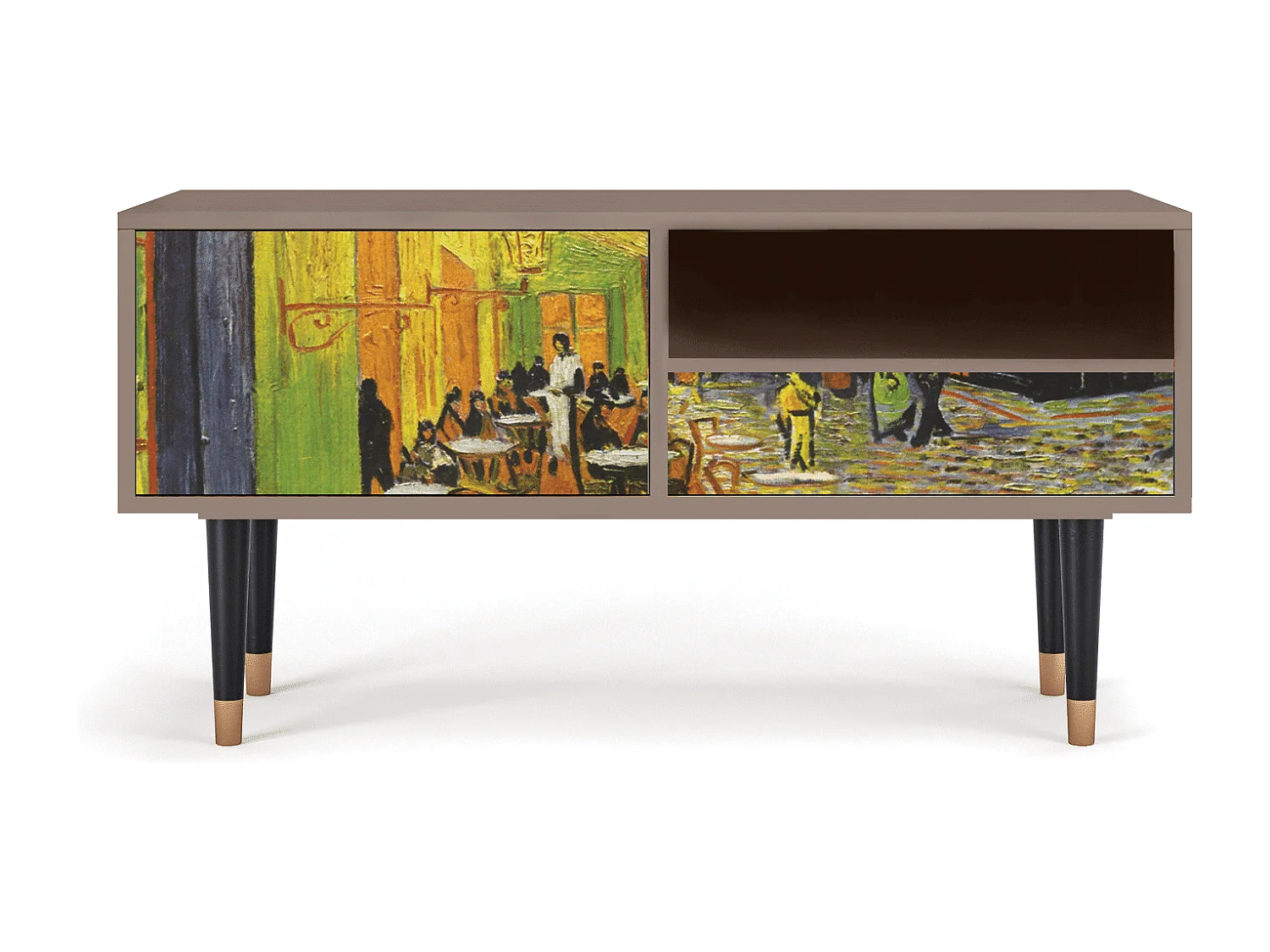 Mueble de TV - 115х59х48 cm - T3 - Café Terrace at Night, Latte