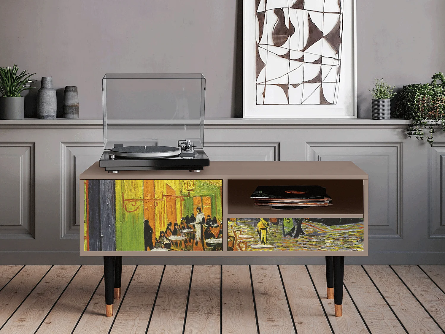 TV-meubel - 115х59х48 cm - T3 - Café Terrace at Night, Latte