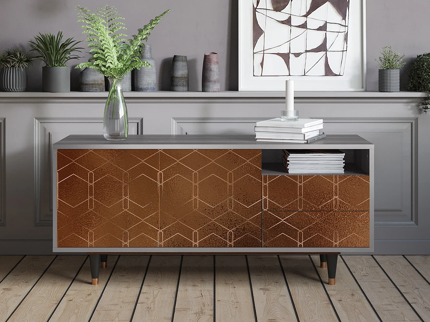 TV-Möbel - 125х56х41 cm - T7 - Chocolate Bar, Grau