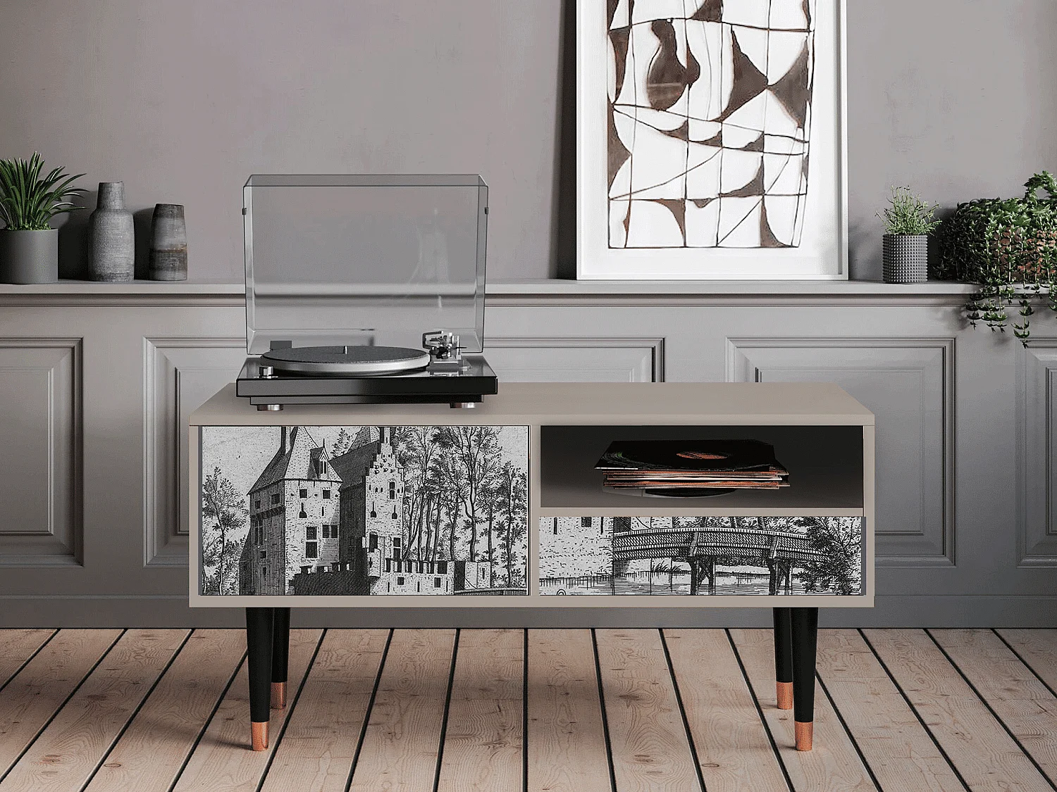 TV-Möbel - 115х59х48 cm - T3 - Castle with Bridge, Sand