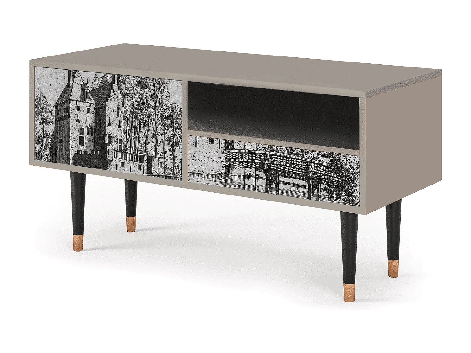 Meuble TV - 115х59х48 cm - T3 - Castle with Bridge, Sable