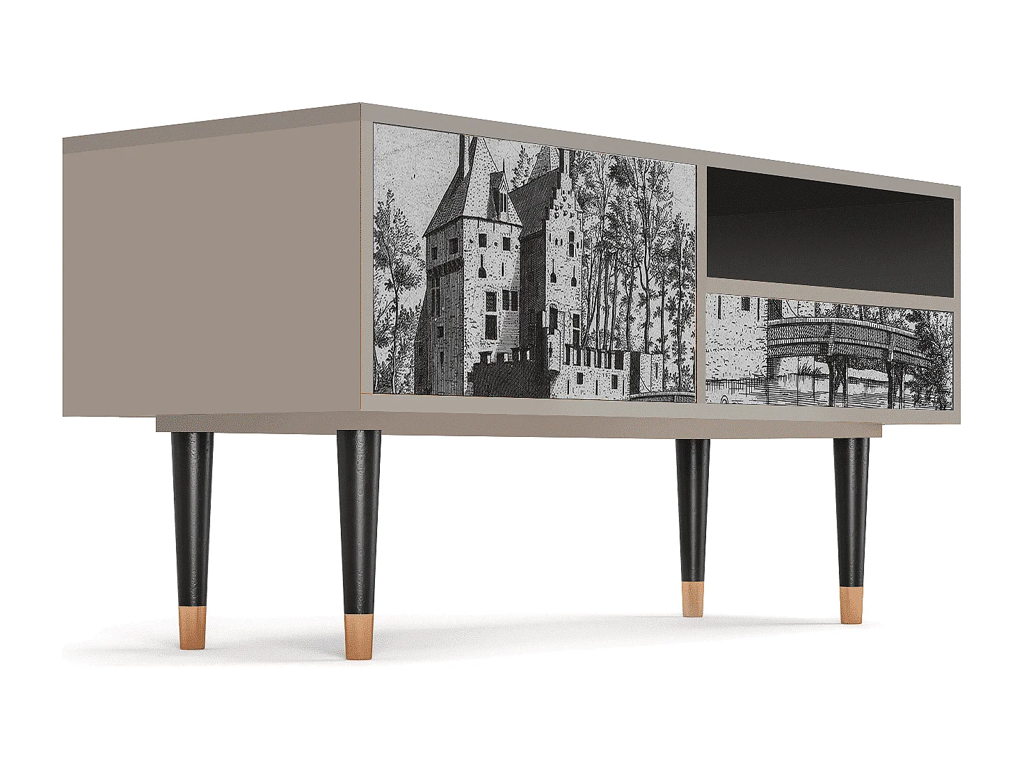 Meuble TV - 115х59х48 cm - T3 - Castle with Bridge, Sable