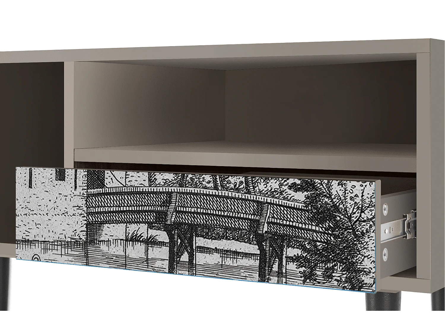 Meuble TV - 115х59х48 cm - T3 - Castle with Bridge, Sable