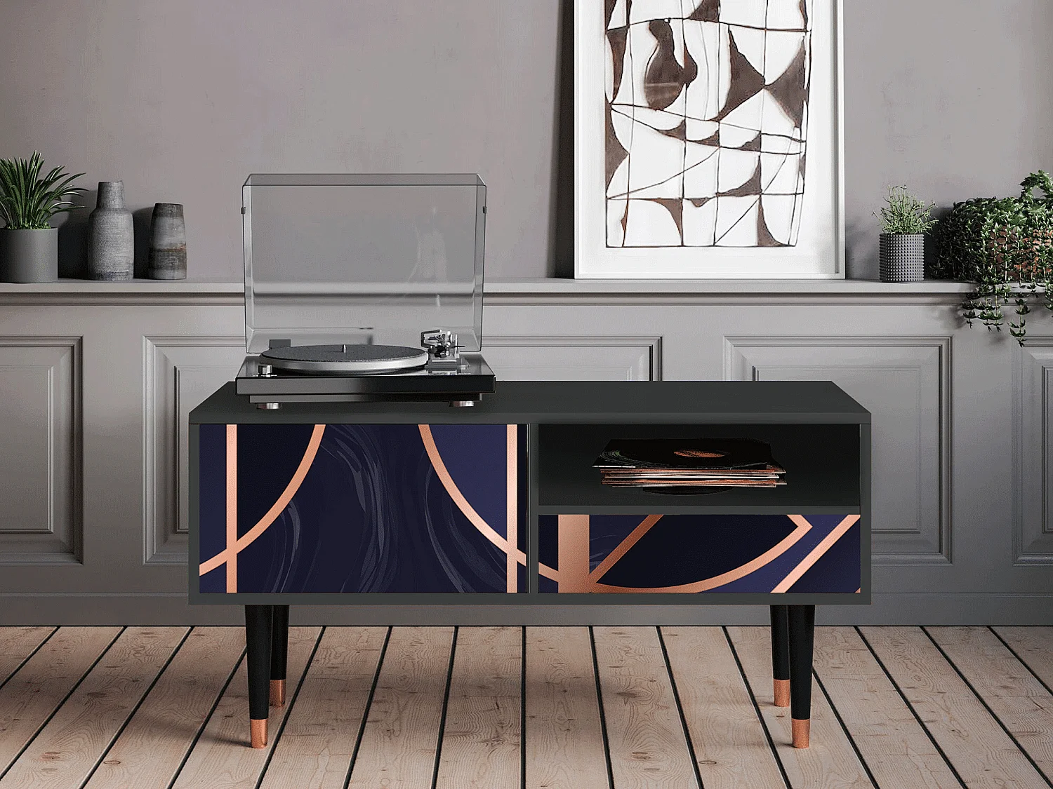 Meuble TV - 115х59х48 cm - T3 - Purple Temple, Anthracite