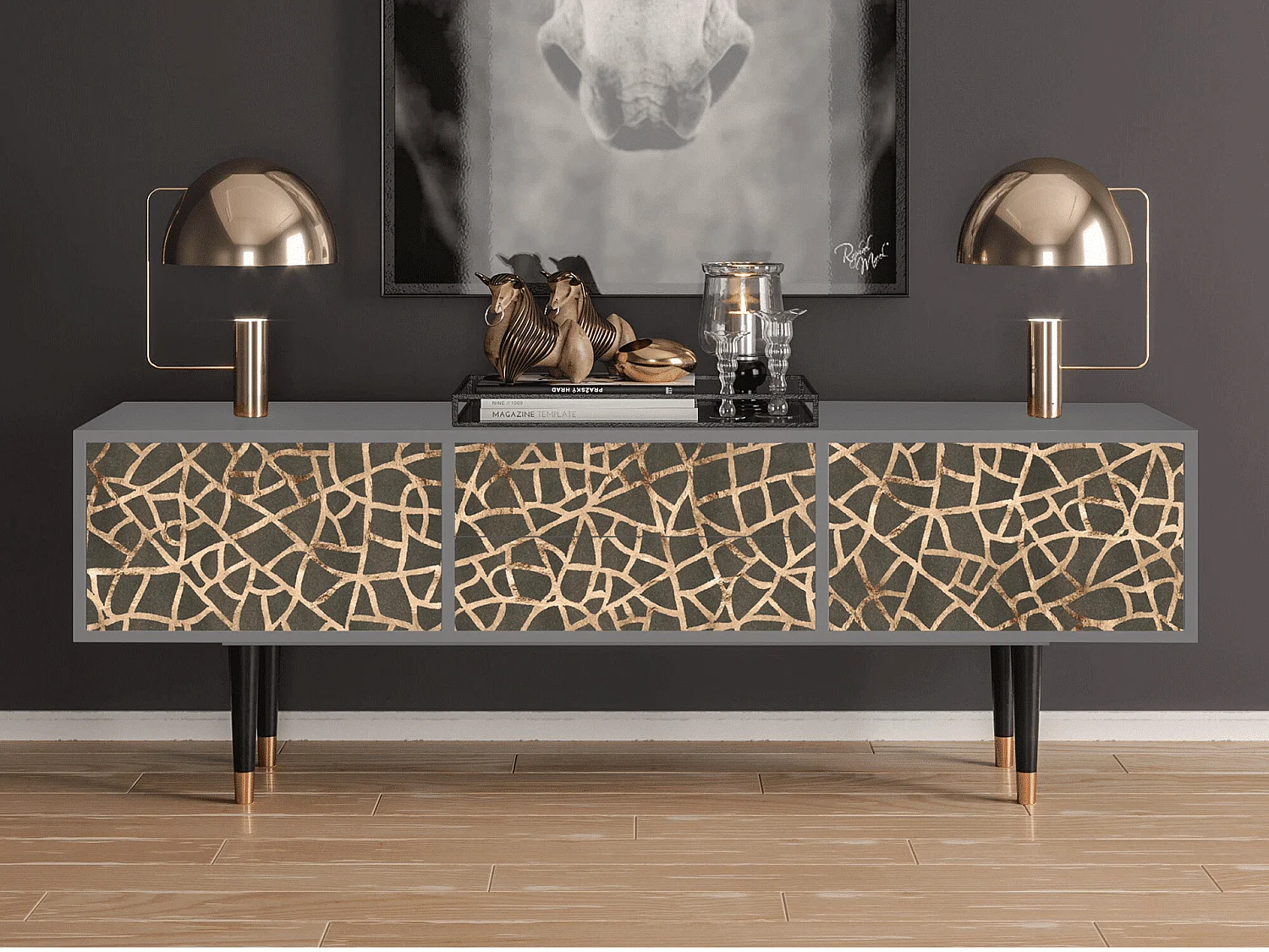 Mueble de TV - 170х59х48 cm - T4 - Enlarged Leaf, Cinza