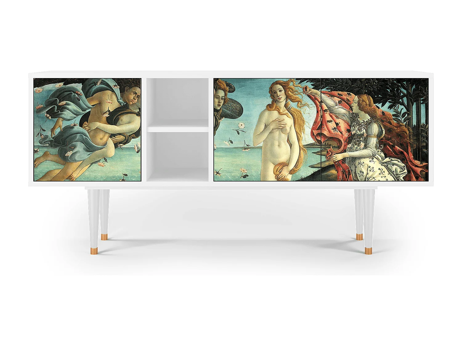 Szafka RTV - 150х69х41 cm - T5 - The Birth of Venus, Biały