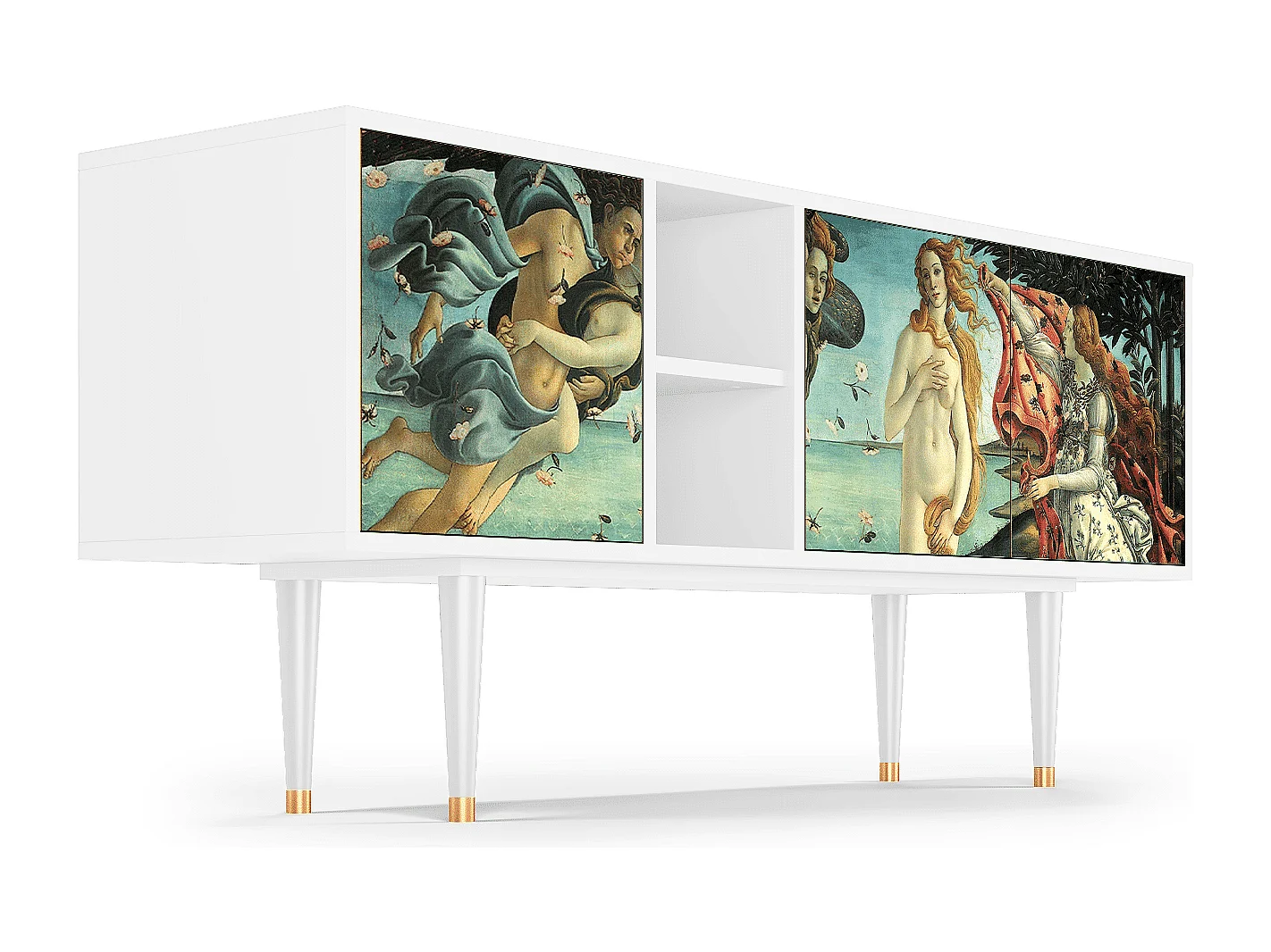 Szafka RTV - 150х69х41 cm - T5 - The Birth of Venus, Biały