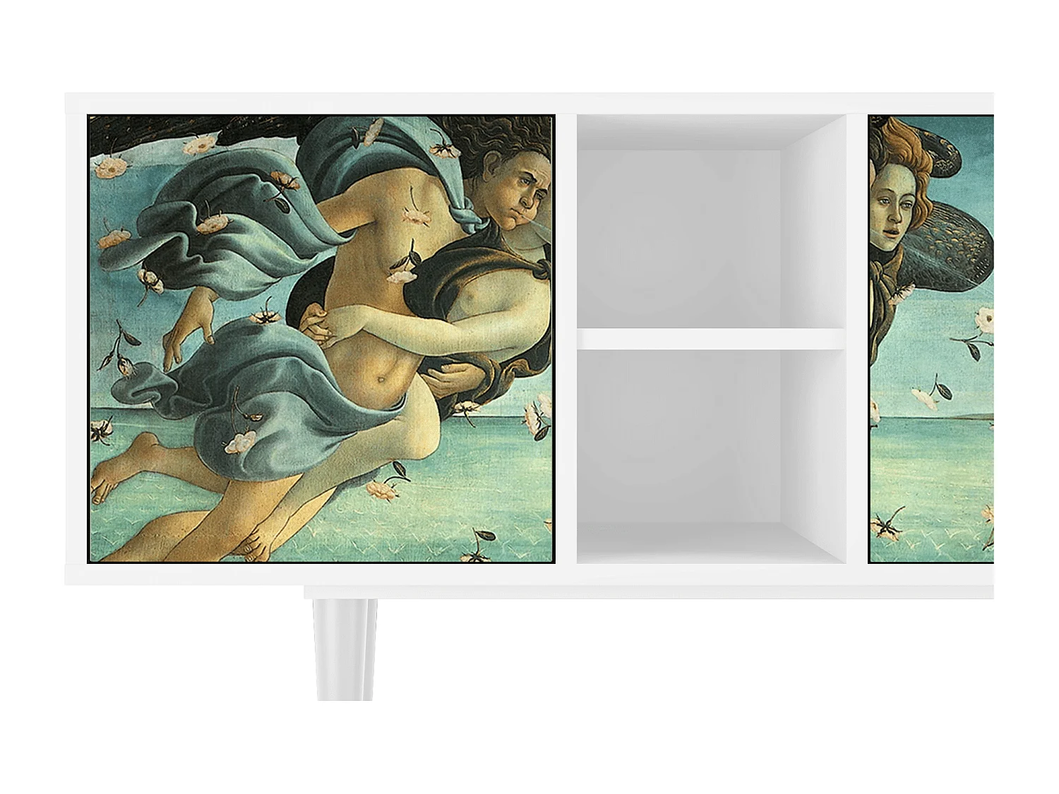 Szafka RTV - 150х69х41 cm - T5 - The Birth of Venus, Biały