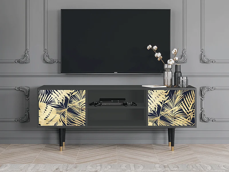 Szafka RTV - 170х69х48 cm - T2 - Jungle Vibes, Antracyt