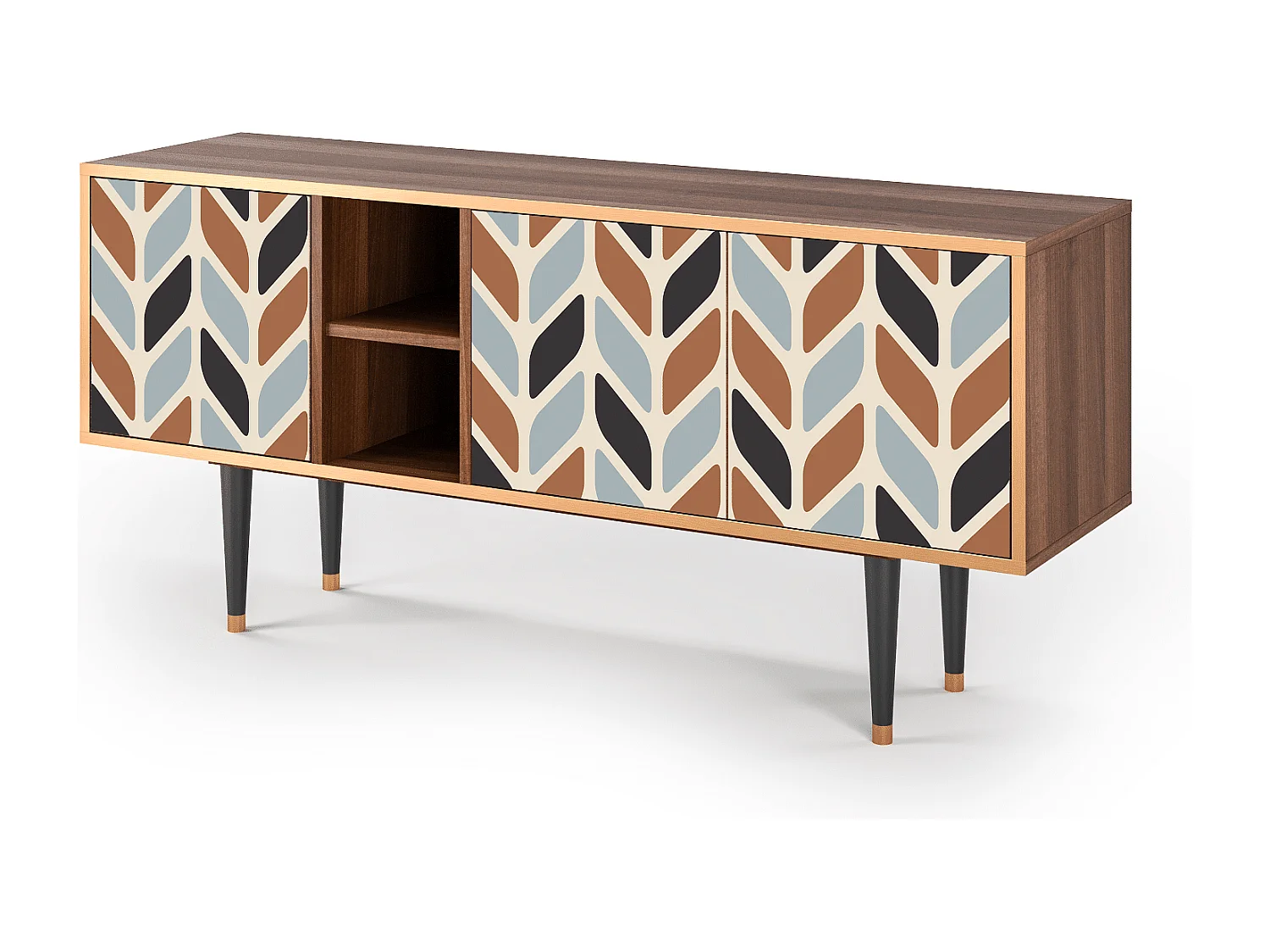 Meuble TV - 150х69х41 cm - T5 - Beige Laure, Noyer