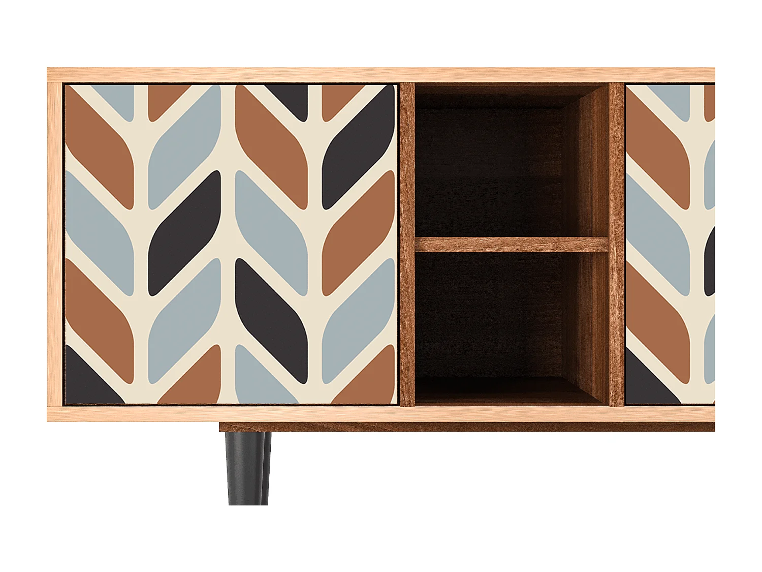 Meuble TV - 150х69х41 cm - T5 - Beige Laure, Noyer