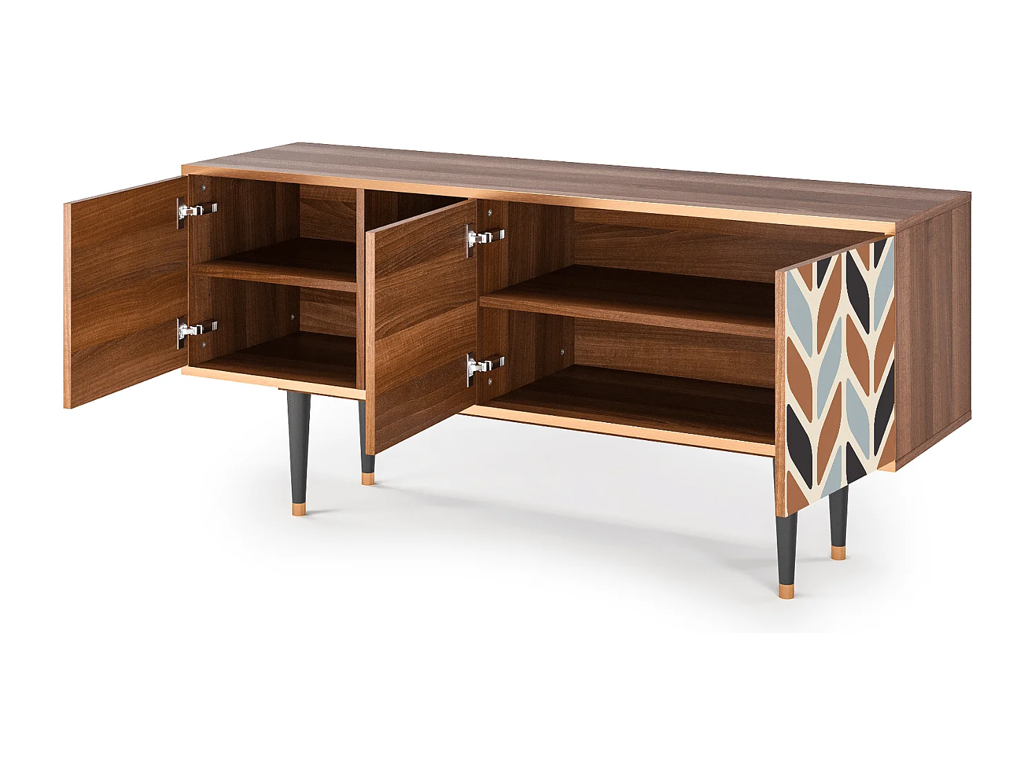 Meuble TV - 150х69х41 cm - T5 - Beige Laure, Noyer