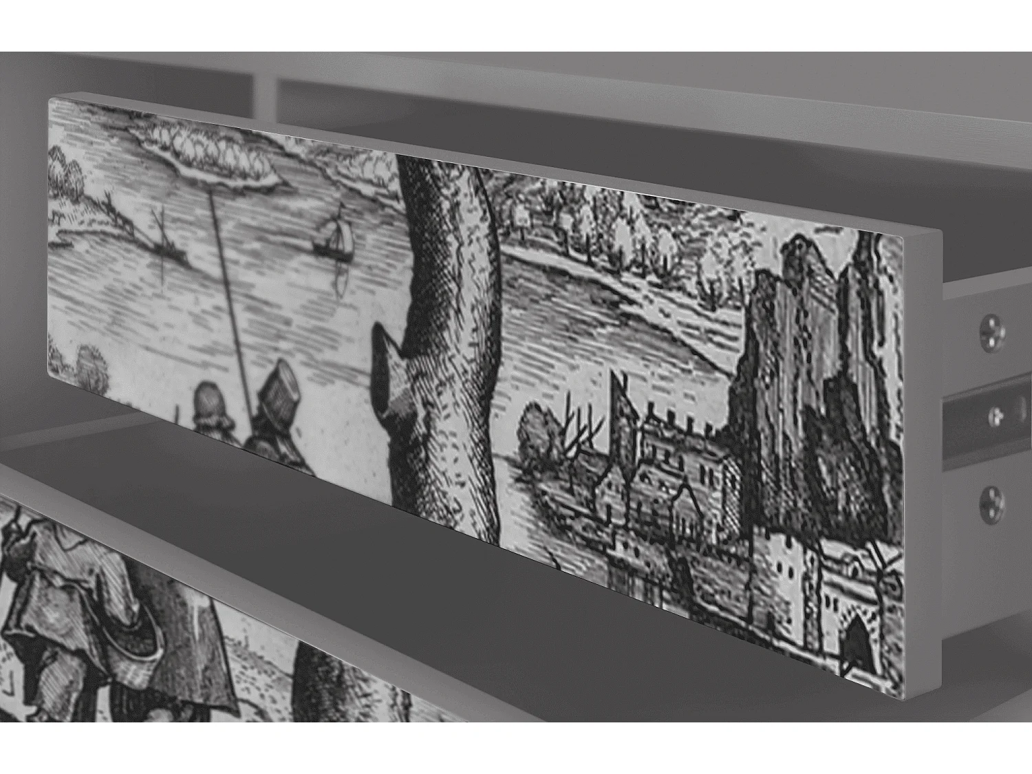 Meuble TV - 170х59х48 cm - T4 - Milites Requiescentes, Gris