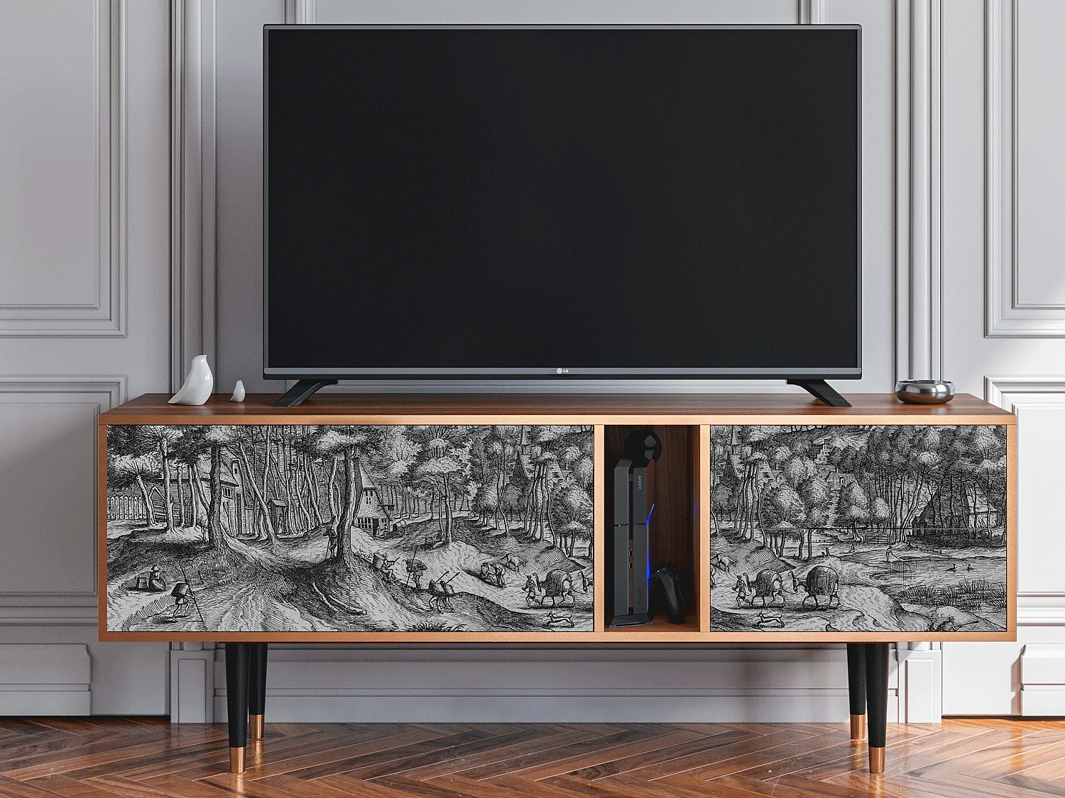 Mueble de TV - 170х69х48 cm - T1 - Rusticorum, Nogal