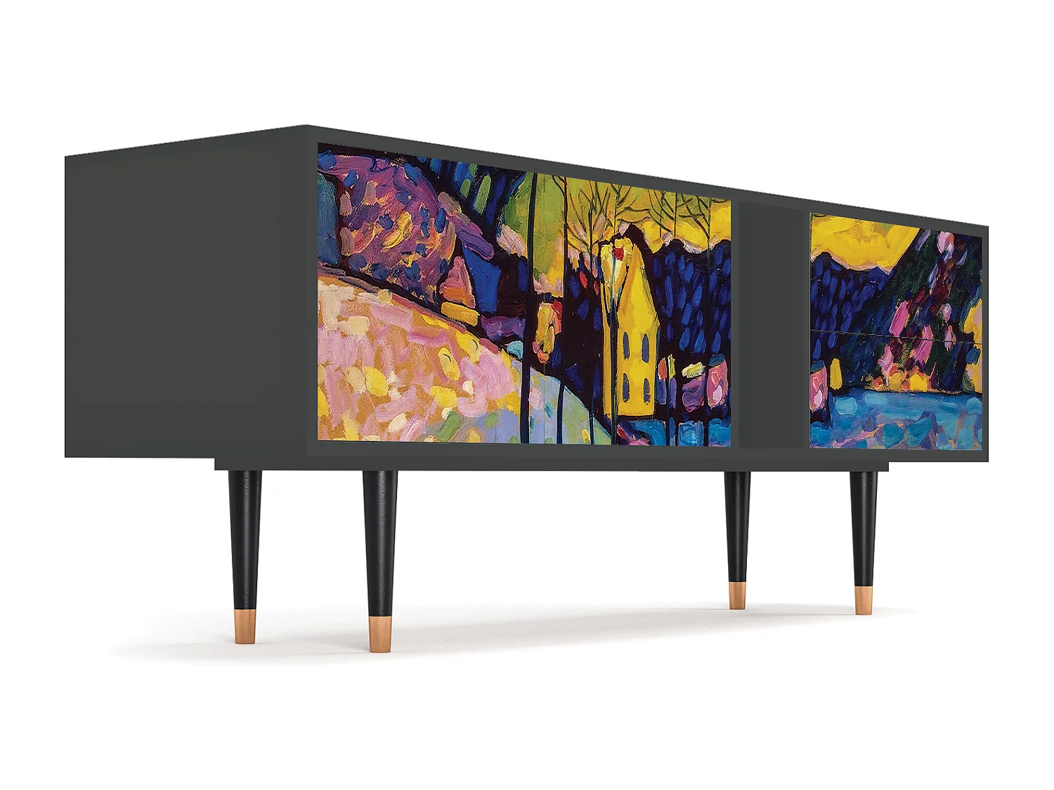 Szafka RTV - 170х69х48 cm - T1 - Winter Landscape, Antracyt