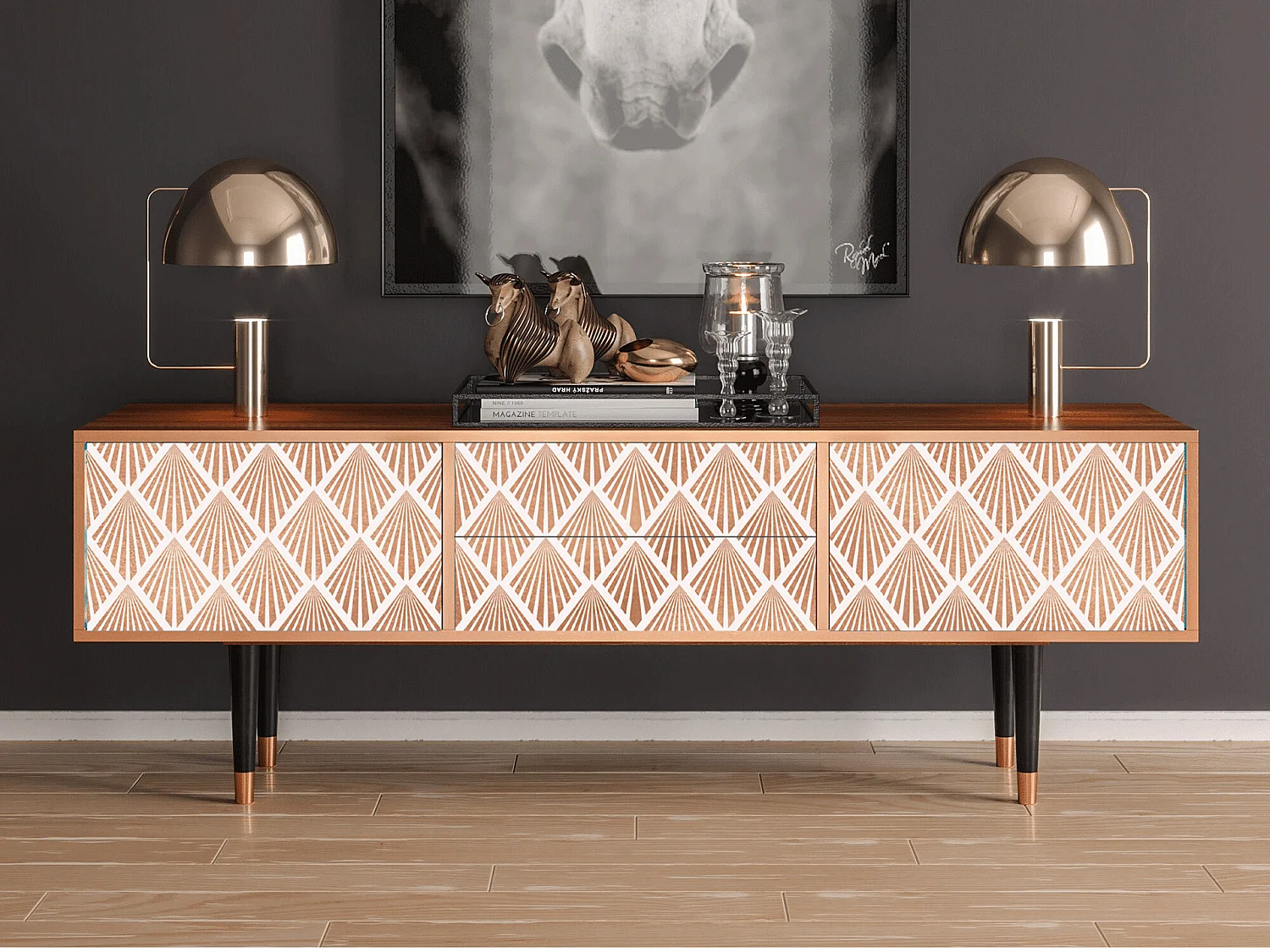 Meuble TV - 170х59х48 cm - T4 - Pastel Sunrise, Noyer