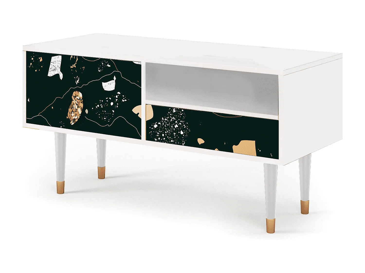 Meuble TV - 115х59х48 cm - T3 - Space Rocks, Blanc