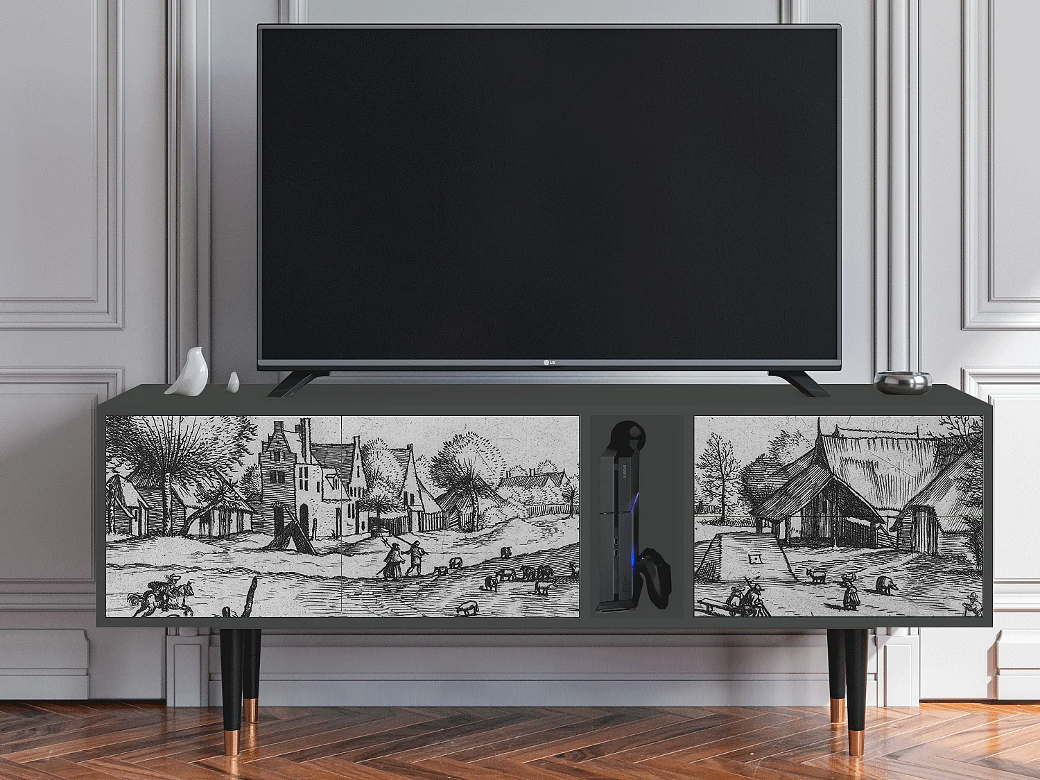 TV-meubel - 170х69х48 cm - T1 - Country Village, Antraciet