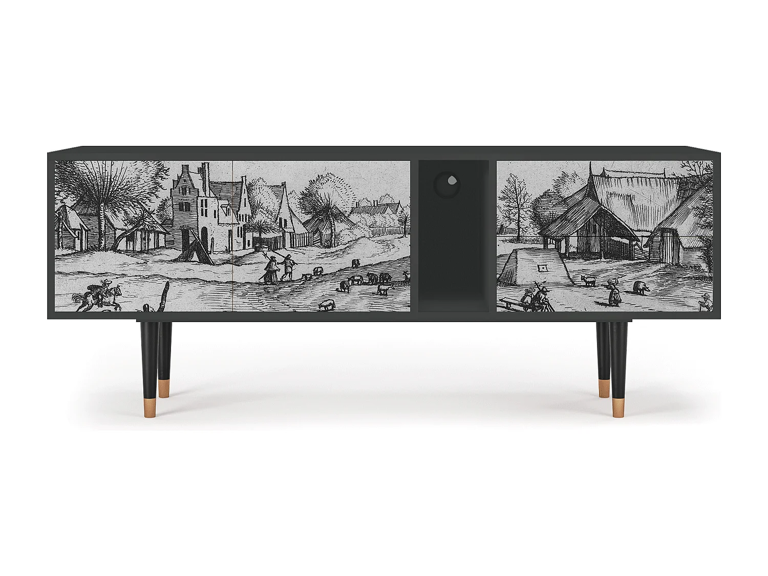 TV-meubel - 170х69х48 cm - T1 - Country Village, Antraciet