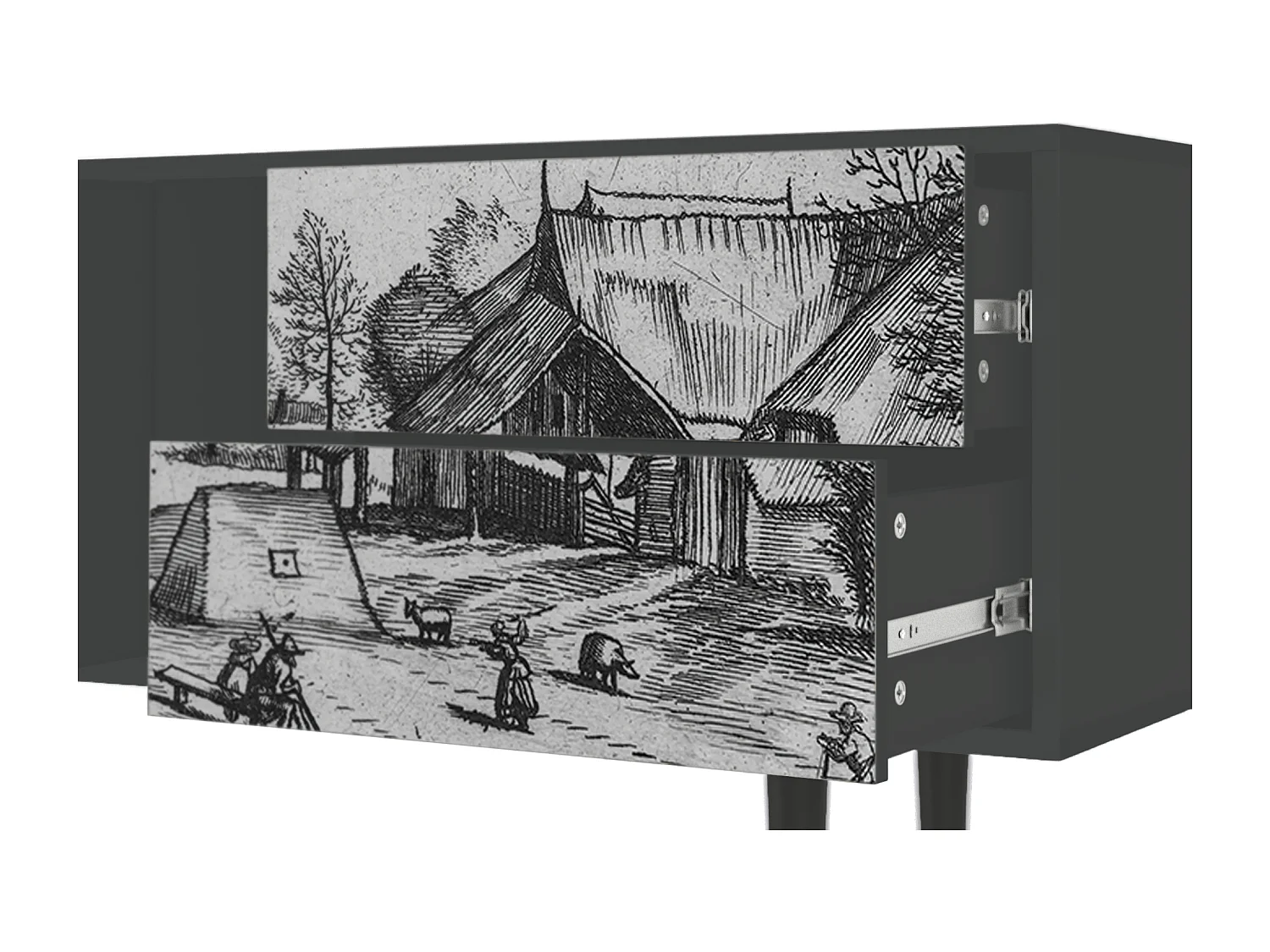 TV-meubel - 170х69х48 cm - T1 - Country Village, Antraciet