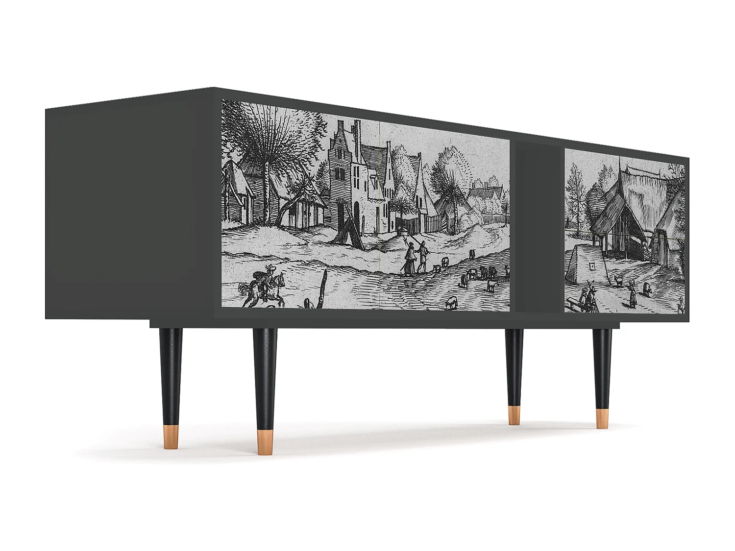 Meuble TV - 170х69х48 cm - T1 - Country Village, Anthracite