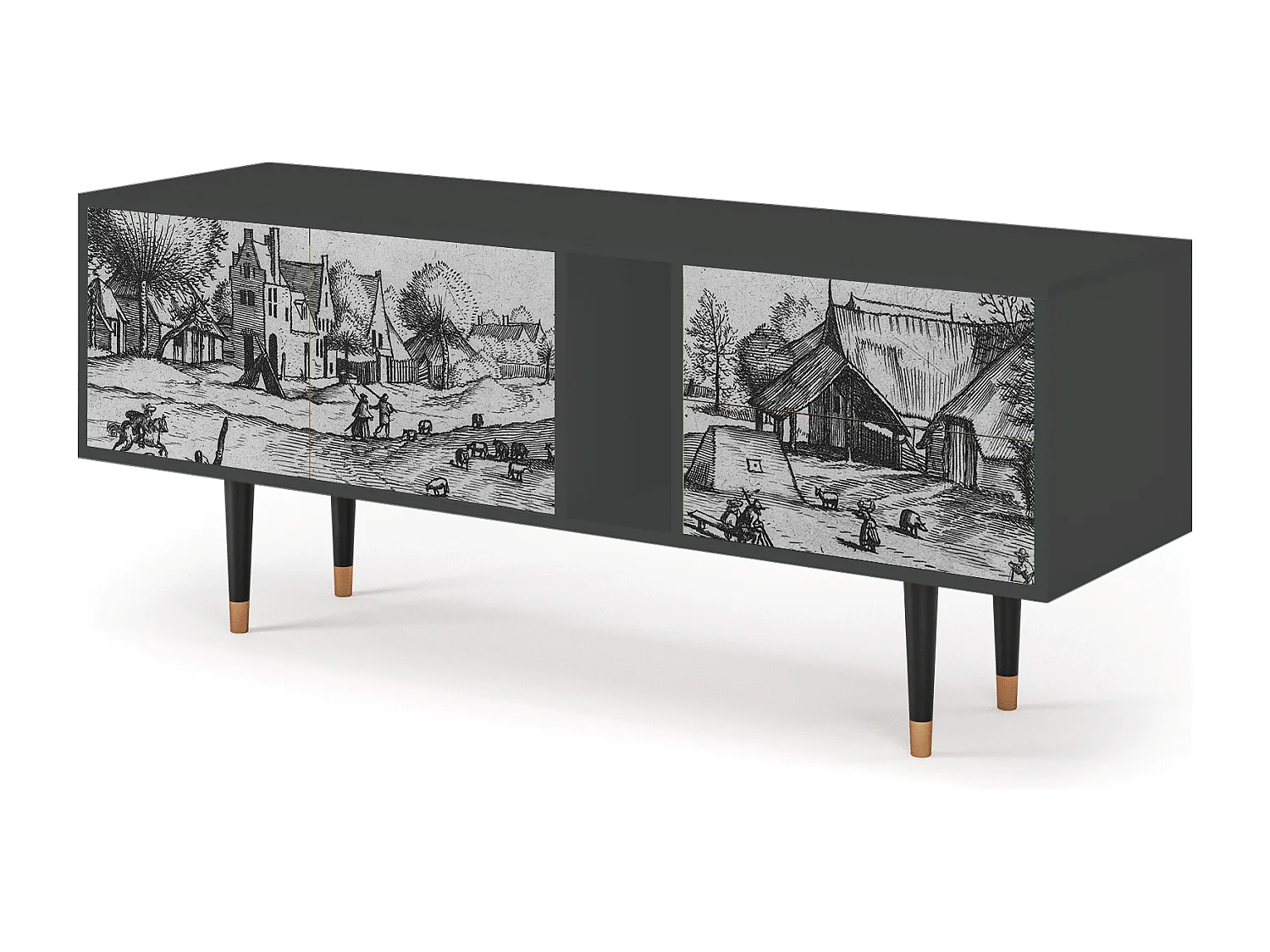 Szafka RTV - 170х69х48 cm - T1 - Country Village, Antracyt