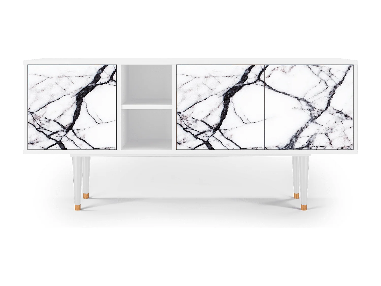 Szafka RTV - 150х69х41 cm - T5 - Raven Marble, Biały