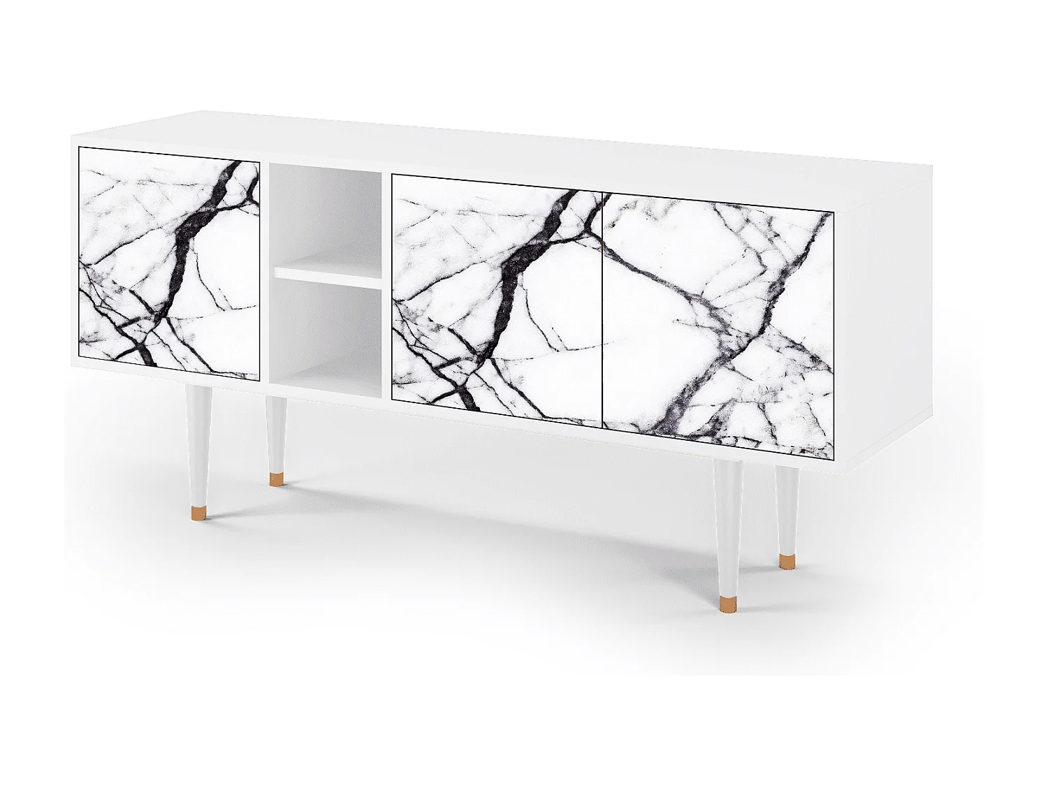 Szafka RTV - 150х69х41 cm - T5 - Raven Marble, Biały