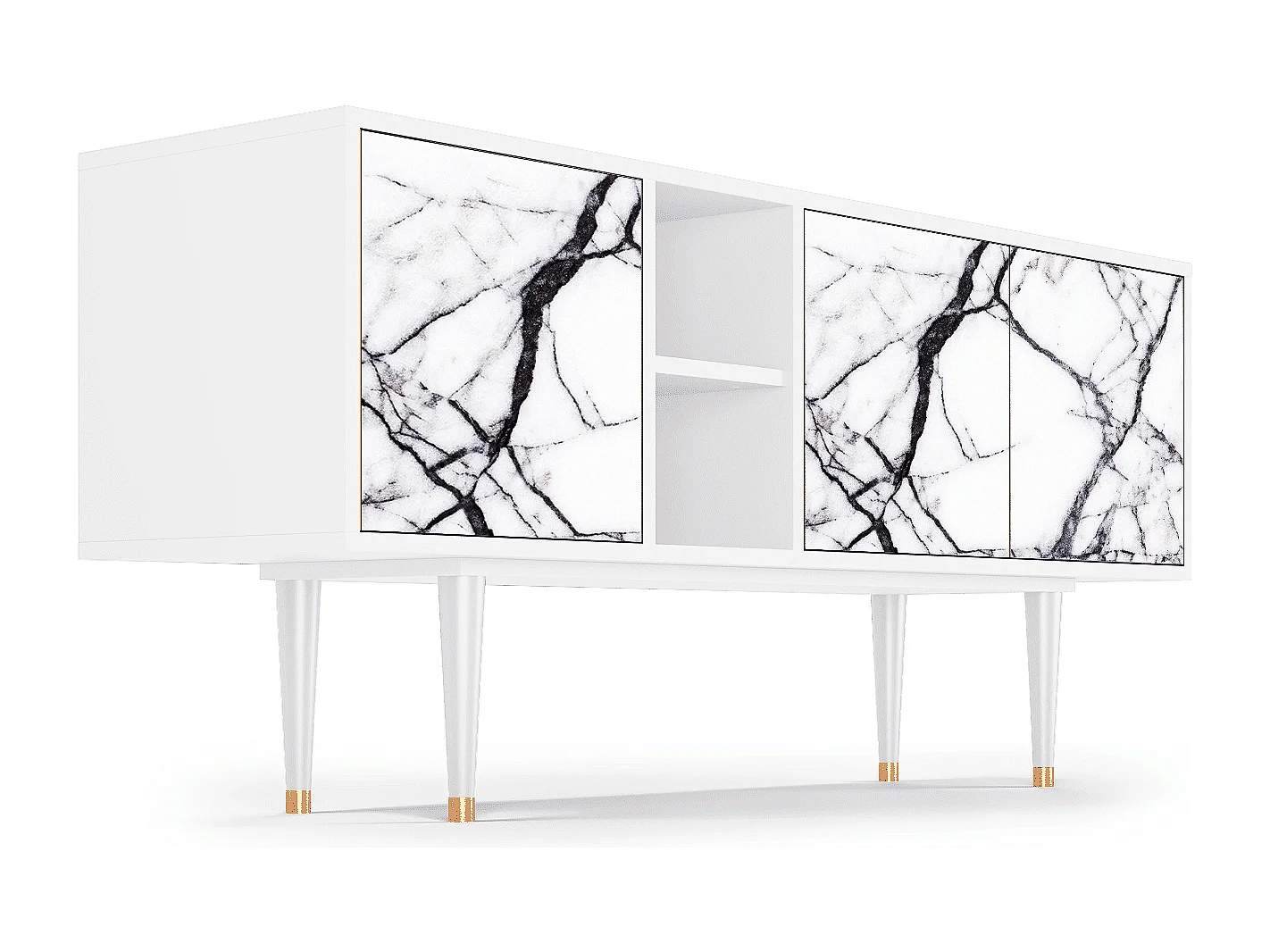 Szafka RTV - 150х69х41 cm - T5 - Raven Marble, Biały