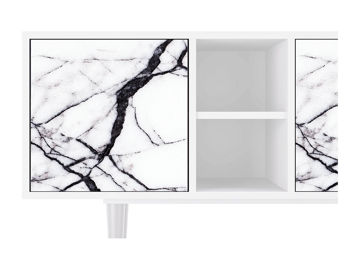 Szafka RTV - 150х69х41 cm - T5 - Raven Marble, Biały