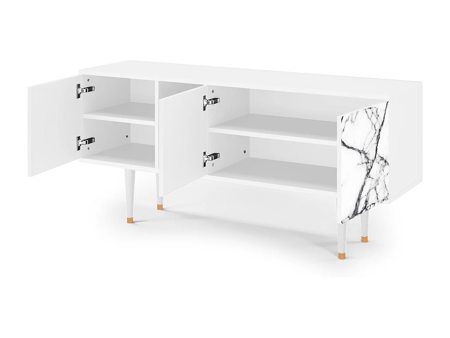 Szafka RTV - 150х69х41 cm - T5 - Raven Marble, Biały