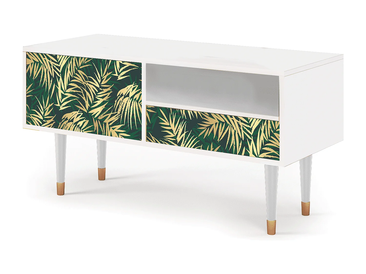 Meuble TV - 115х59х48 cm - T3 - Sunny Palm Tree, Blanc