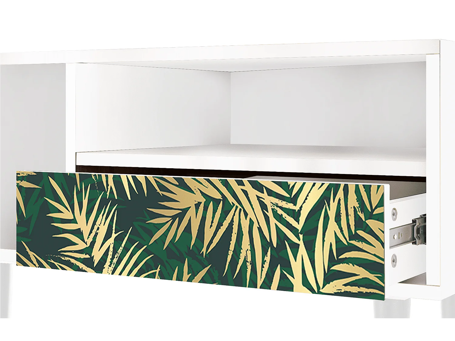 Meuble TV - 115х59х48 cm - T3 - Sunny Palm Tree, Blanc