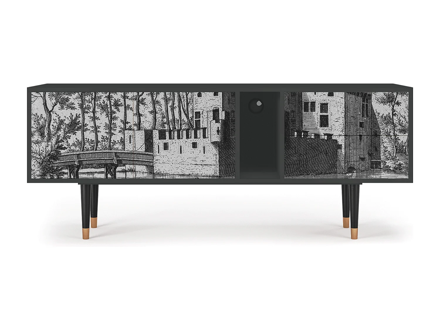 Szafka RTV - 170х69х48 cm - T1 - Castle with Bridge, Antracyt