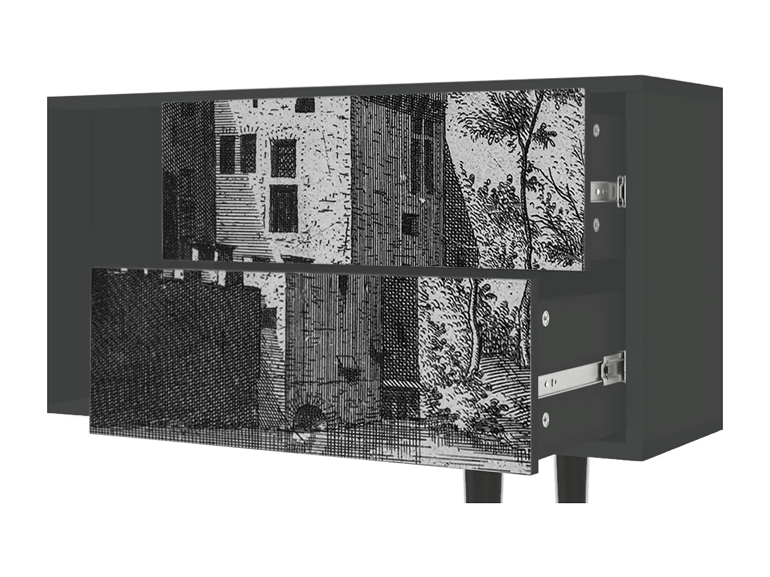 Szafka RTV - 170х69х48 cm - T1 - Castle with Bridge, Antracyt