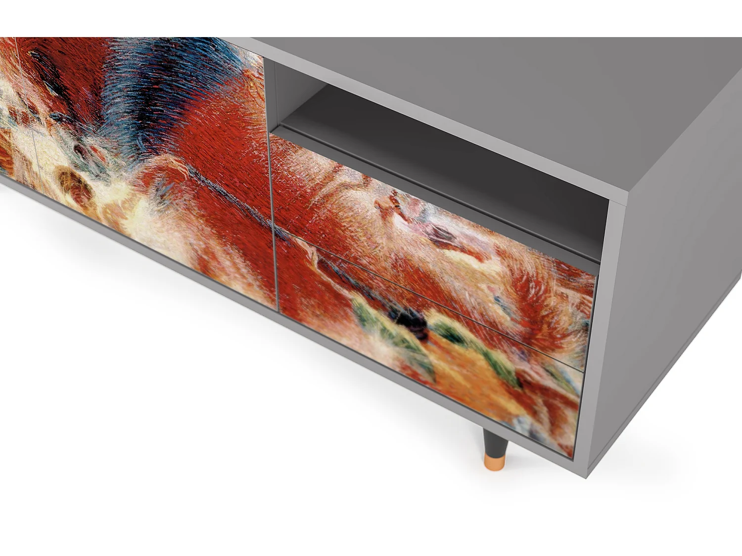 Meuble TV - 125х56х41 cm - T7 - The City Rises, Gris