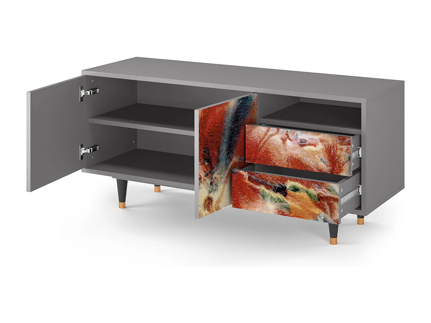 Meuble TV - 125х56х41 cm - T7 - The City Rises, Gris