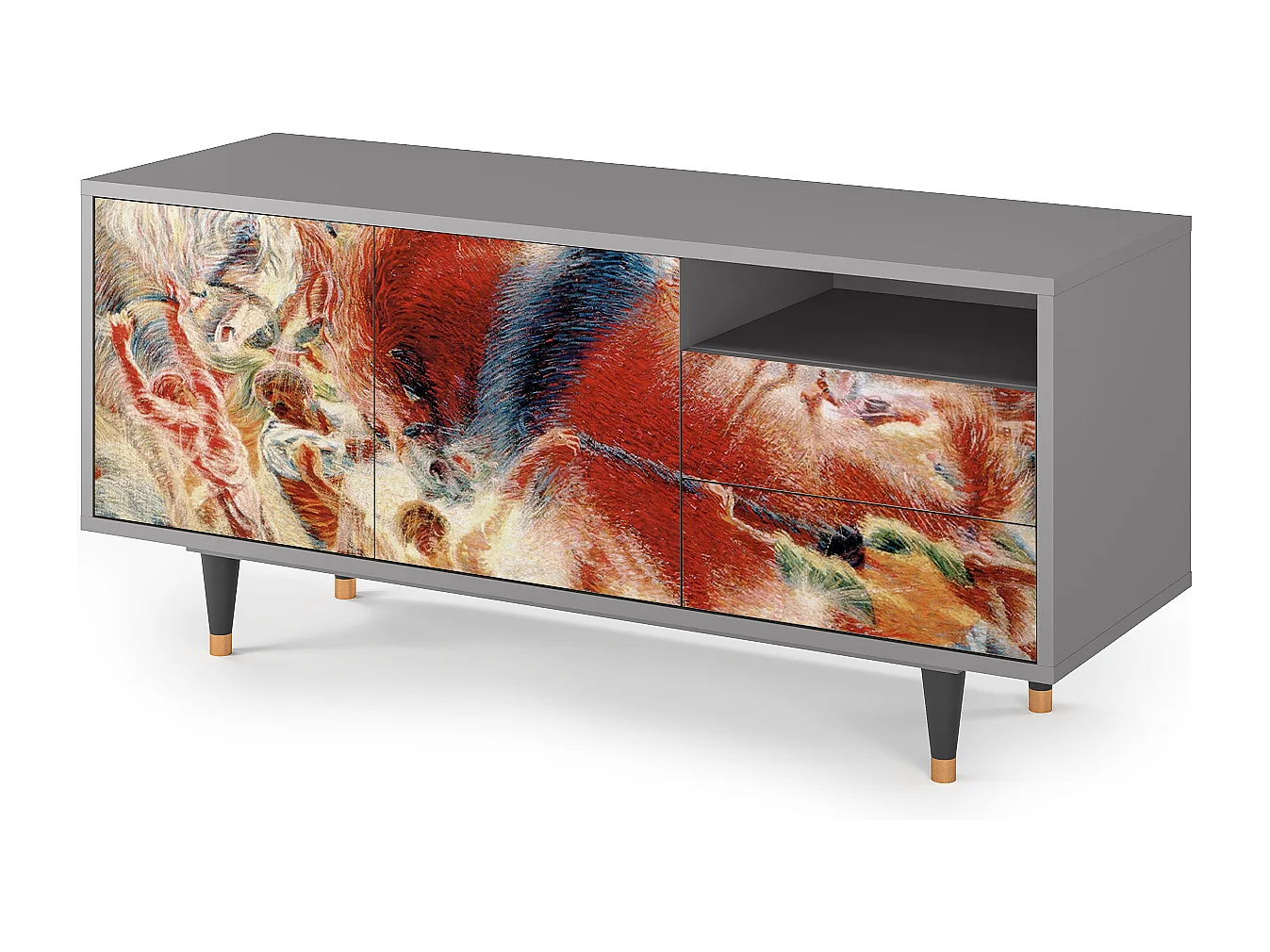 Meuble TV - 125х56х41 cm - T7 - The City Rises, Gris