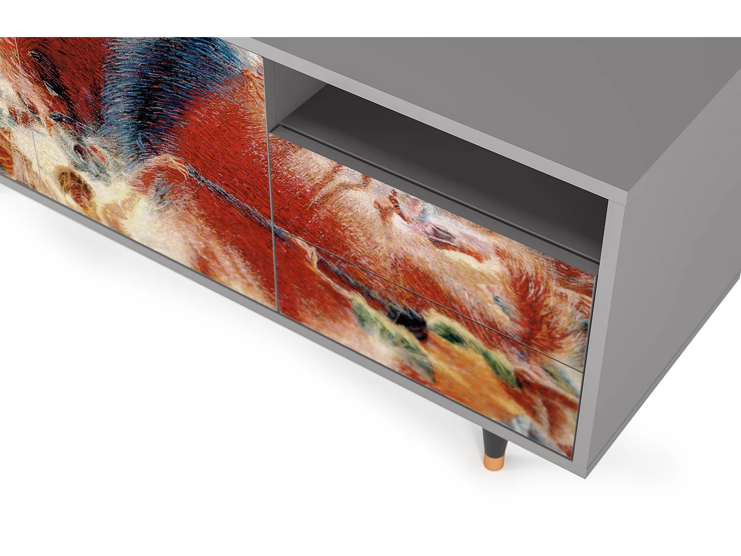 Meuble TV - 125х56х41 cm - T7 - The City Rises, Gris