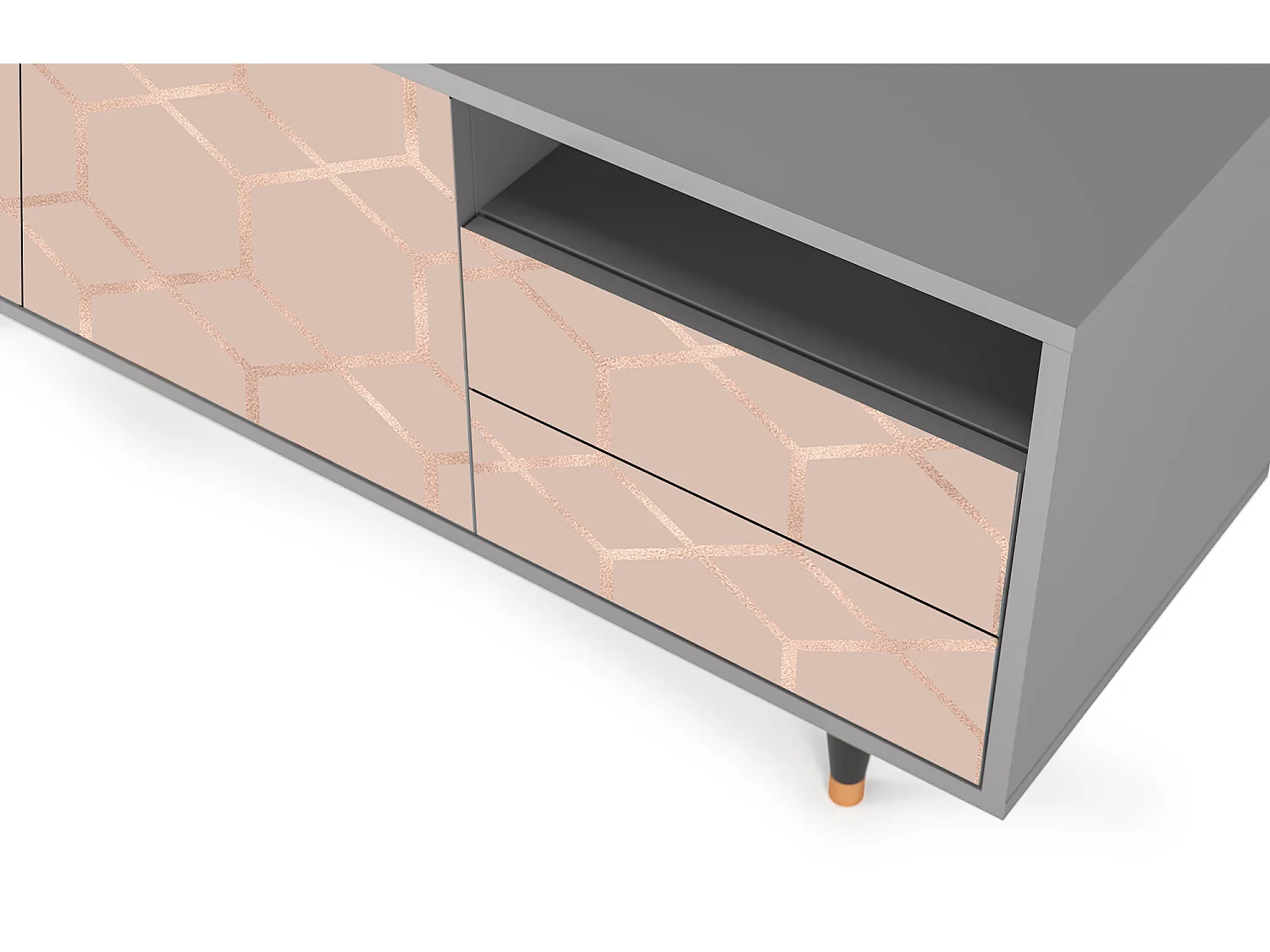 TV-meubel - 125х56х41 cm - T7 - Rose Honeycomb, Grijs