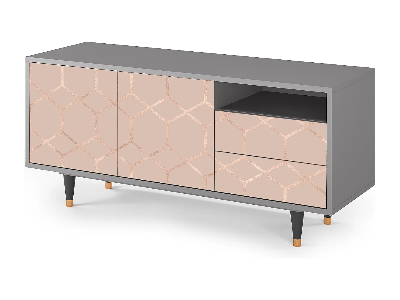 Mobile TV - 125х56х41 cm - T7 - Rose Honeycomb, Grigio