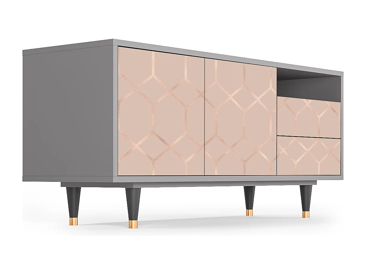 Mobile TV - 125х56х41 cm - T7 - Rose Honeycomb, Grigio