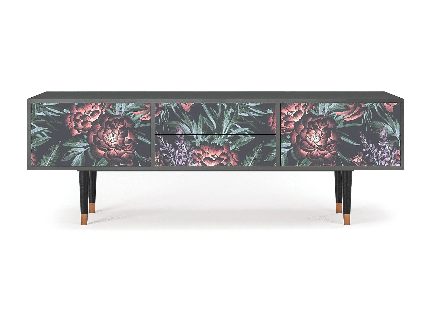 Meuble TV - 170х59х48 cm - T4 - Dark Peonies, Anthracite