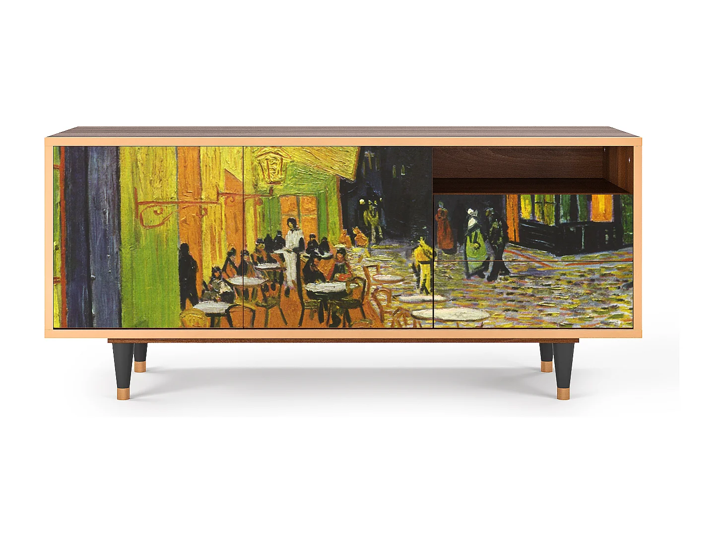 TV-Möbel - 125х56х41 cm - T7 - Café Terrace at Night, Walnuss