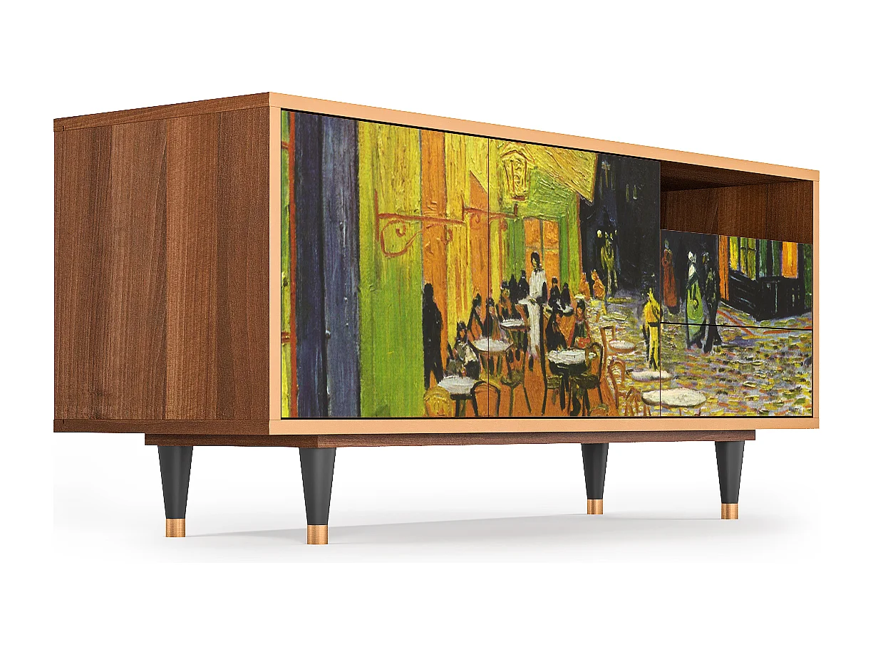 TV-Möbel - 125х56х41 cm - T7 - Café Terrace at Night, Walnuss