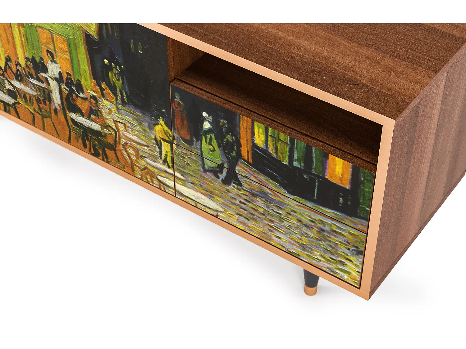 TV-meubel - 125х56х41 cm - T7 - Café Terrace at Night, Walnoot