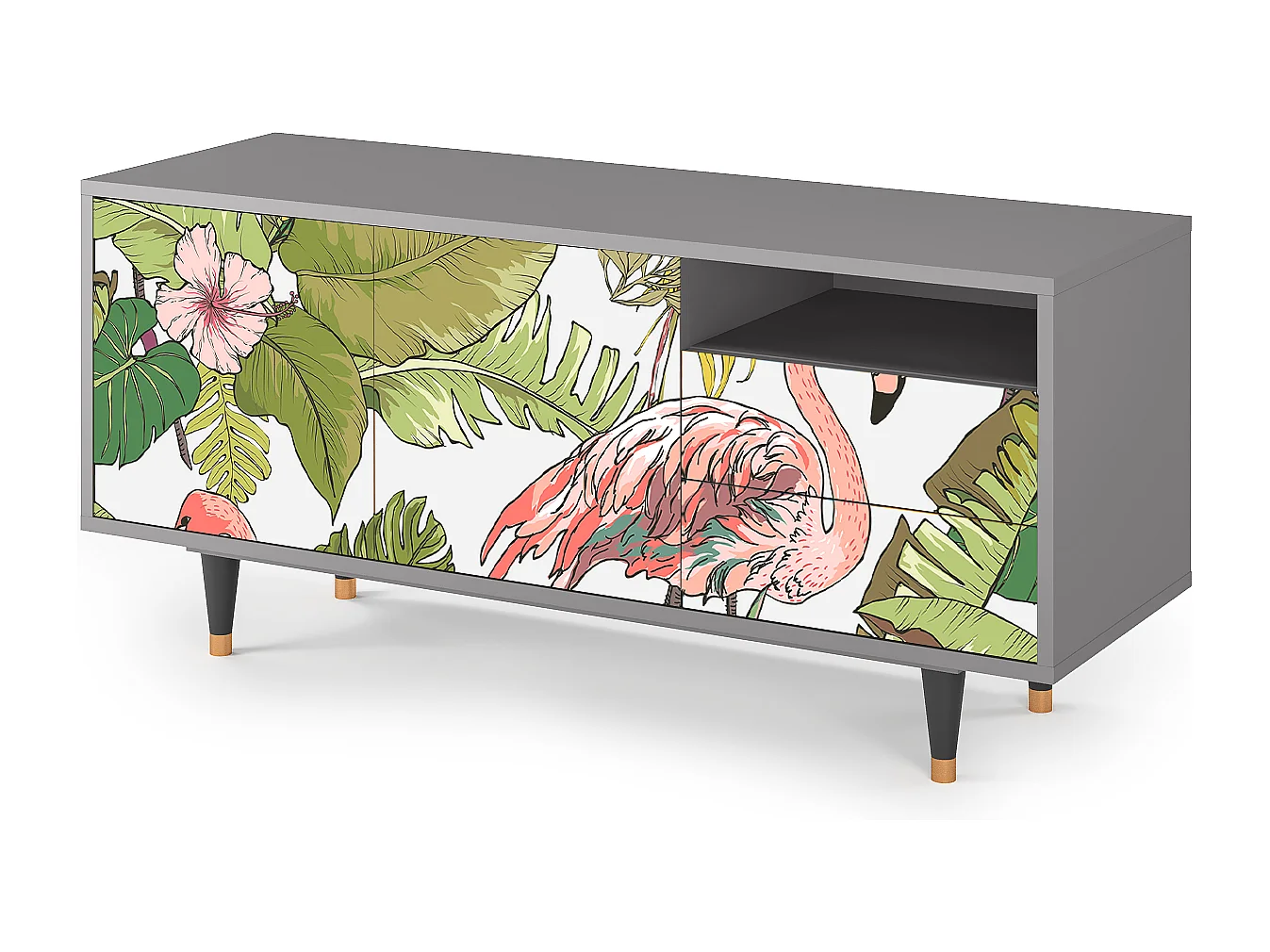 TV-Möbel - 125х56х41 cm - T7 - Sweet Flamingo, Grau