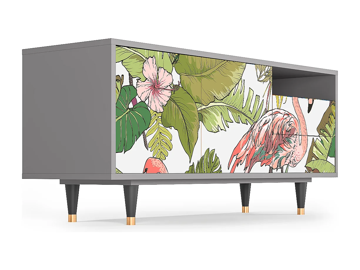 TV-Möbel - 125х56х41 cm - T7 - Sweet Flamingo, Grau